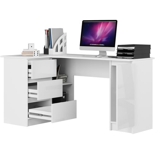 BIURKO NAROŻNE B20 155 cm LEWE BIAŁY POŁYSK na Arena.pl