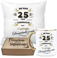 ZESTAW PODUSZKA I PIĘKNY KUBEK ORYGINALNY PREZENT 25 LAT NA URODZINY
