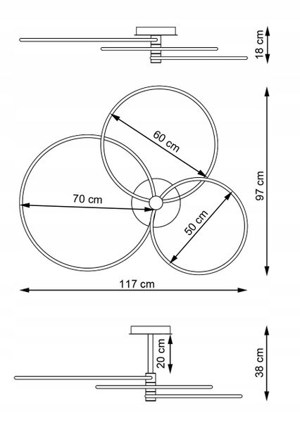 Nowoczesny żyrandol SILVA GO III okrąg ring 50/60/70cm plafon pilot zdjęcie 2