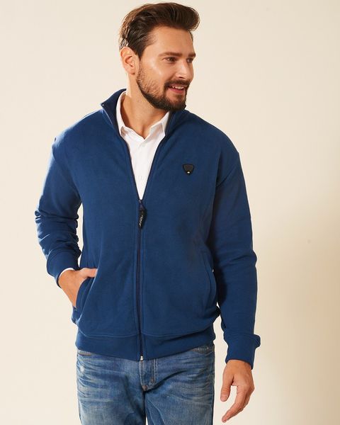 Sweter męski bawełniany niebieski Platon Rozmiar - M zdjęcie 1