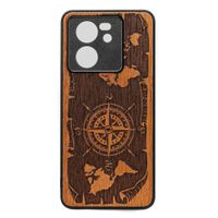 Drewniane Etui Bewood na Xiaomi 13T / 13T Pro RÓŻA WIATRÓW MERBAU