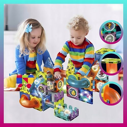 Klocki MAGNETYCZNE KONSTRUKCYJNE świecący tor 110 el 3D MAGNETIC Edukacyjne na Arena.pl