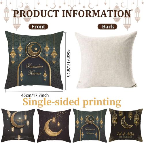 Poszewka dekoracyjna 45 x 45cm wzór RAMADAN Eid Mubarak - Zestaw 4 sztuk na Arena.pl