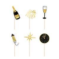 Pikery do babeczek sylwestrowe Happy New Year mix 6szt