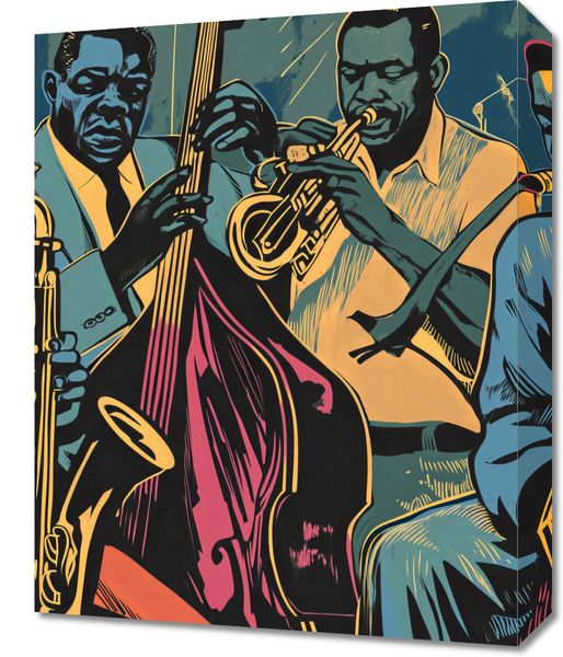 Obraz 40x50cm Jazzmani w Gazie zdjęcie 1