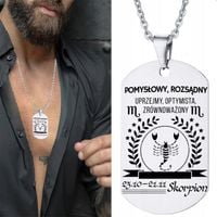 Naszyjnik Zawieszka Nieśmiertelnik Stal Znaki Zodiaku SKORPION Grawer