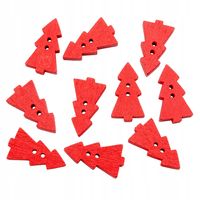 Guzik drewniany CHOINKA czerwony 10szt.