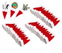 30* Czapka Mikołaja Ozdoba Świąteczna do Pokoju Ubranko na Butelkę Sztućce