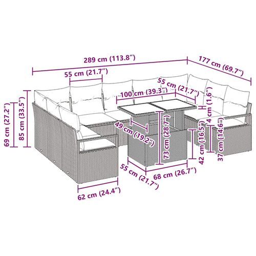 Zestaw Sof na Ogród 10 pcs beżowo-jasnoszary 100 x 55 x 73 cm na Arena.pl