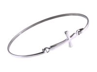 SREBRNA SZTYWNA BRANSOLETKA CELEBRYTKA KRZYŻYK