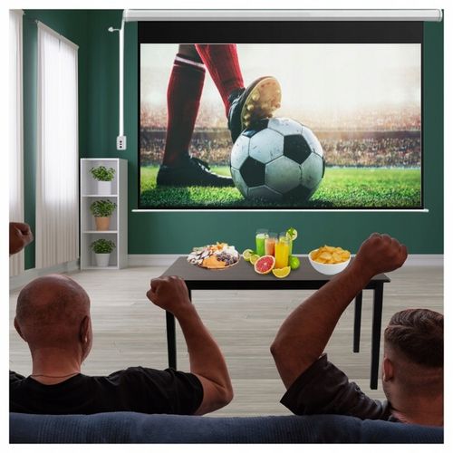 EKRAN PROJEKCYJNY ŚCIENNY RZUTNIKA ELEKTRYCZNY AUTOMATYCZNY PILOT 100 na Arena.pl