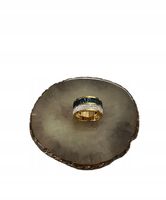 1525 Złoty pierścionek obrączka szeroka CYRKONIE r 8/18mm stal