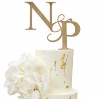 Topper z inicjałami Pary złoty toper INICJAŁY na tort ślubny złote