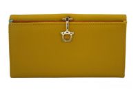 Duży portfel ze złotym zapięciem - Żółty ciemny