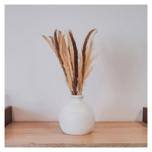 Drewniany Wazon Na Kwiaty Ręcznie Rzeźbiony Biały na Arena.pl