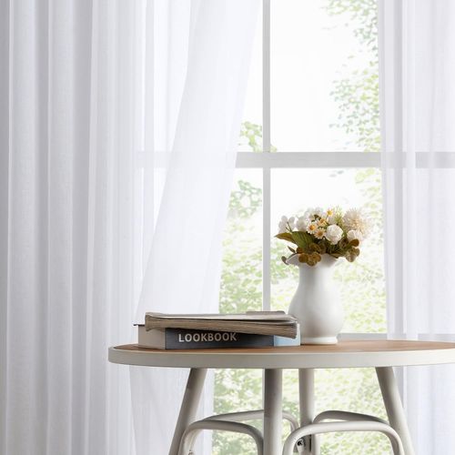 Zasłony Półprzezroczyste Woalowe Plisowane Białe 132x245 cm 2 Sztuki Salon na Arena.pl