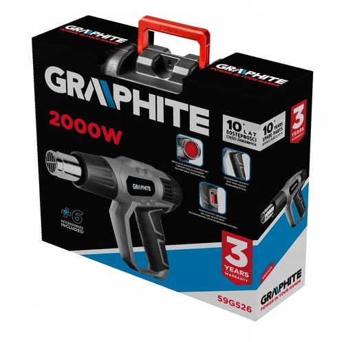 GRAPHITE OPALARKA 2000W 3 ZARKESY TEMPERATUR 550°C KABEL 3M WALIZKA na Arena.pl