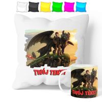 ZESTAW: KUBEK + POSZEWKA - WYTRESOWAĆ SMOKA - PREZENT WIELE WZORÓW + IMIĘ