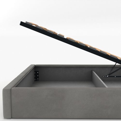 ŁÓŻKO TAPICEROWANE DO SYPIALNI 180x200 ŁÓŻKO PODWÓJNE Z POJEMNIKIEM SZARE na Arena.pl