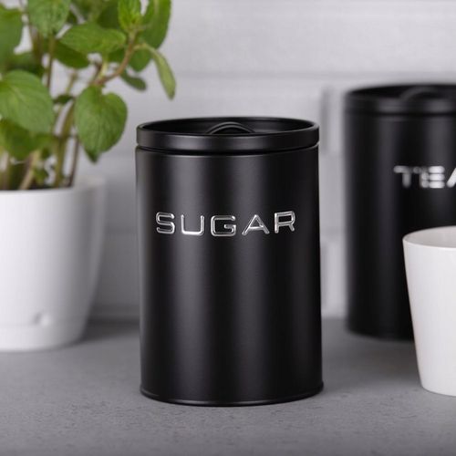 Komplet 3 pojemniki ALEX COFFEE SUGAR TEA czarny kawa cukier herbata zestaw na Arena.pl