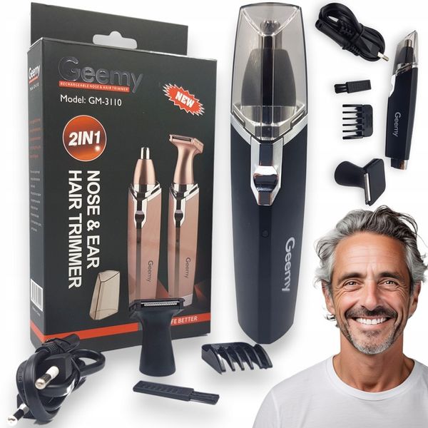 TRYMER MASZYNKA GOLARKA DO NOSA USZU BRODY BRWI GEEMY 2w1 SOLIDNA zdjęcie 1