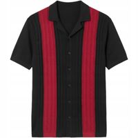 Męska Koszulka Polo Polówka Sweter Slim Fit Stylowa Czarna Czerwona L