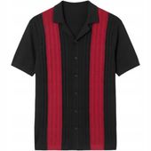 Męska Koszulka Polo Polówka Sweter Slim Fit Stylowa Czarna Czerwona L