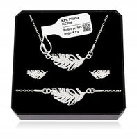 Komplet srebrny biżuterii celebrytka PIÓRKA PIÓRA