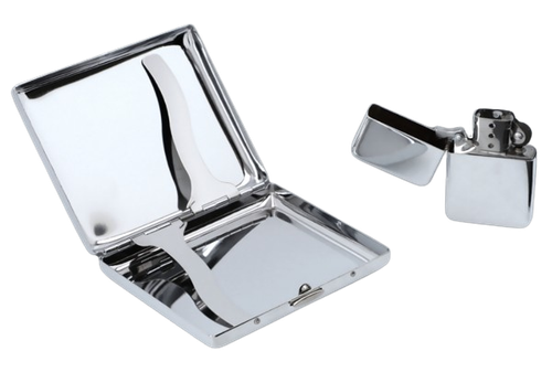 Srebrna Papierośnica i Zapalniczka z Grawerem Roślin w Zestawie Prezentowym na Arena.pl