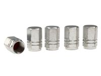 Nakrętki na wentyle, aluminiowe sześciokątne, 5 szt., srebrne