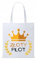 Torba Biała Eco Shopper Dla Pilota Z Nadrukiem Ze Zdjęciem
