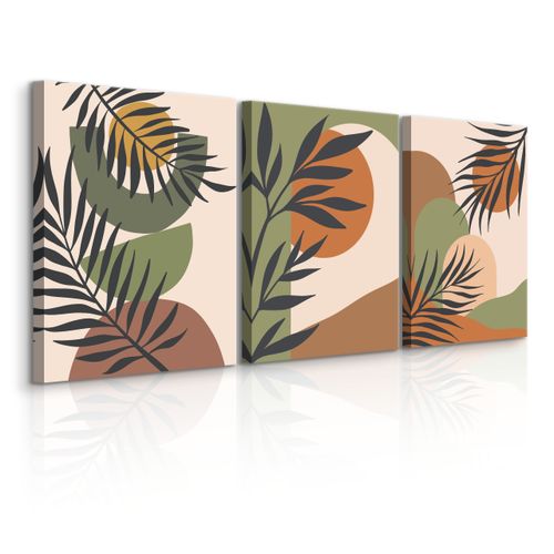 OBRAZY NA ŚCIANĘ SET ABSTRAKCJA LIŚCIE PALMOWE NATURA STYL BOHO 90cm x 40cm na Arena.pl