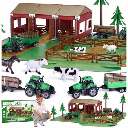 Traktor z Przyczepą Zestaw Dla Dzieci Farma Gospodarstwo Zwierzęta Stodoła na Arena.pl