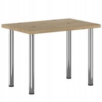 stół prostokątny 67x101 dąb artisan chromowane srebrne nogi furnitex