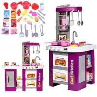 LT36 KUCHNIA DLA DZIECI KRAN WODA DŹWIĘK ŚWIATŁA KUCHENKA FIOLETOWA Z ANEKSEM 53 AKCESORIA