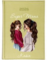 KALENDARZ A5 2026 DZIENNY KSIĄŻKOWY Z NADRUKIEM super mama + imię