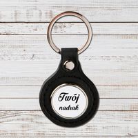 Brelok z czarnej skóry i metalu z Twoim zdjęciem