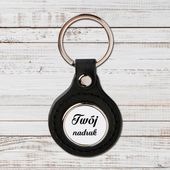 Brelok z czarnej skóry i metalu z Twoim zdjęciem