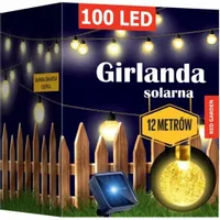 GIRLANDA SOLARNA OGRODOWA LAMPKI SOLARNE 100 ŻARÓWEK LED NA BALKON 14metrów