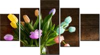 75CM 120 OBRAZ 5 ELEM KOLOROWE TULIPANY ŚCIENNY DRUK