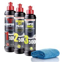 pasty polerskie do lakieru 1100 2500 3500 + mikrofibra 3x250ml menzerna