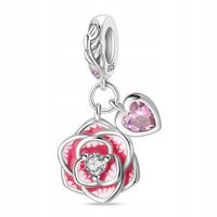 Zawieszka SREBRO 925 Koralik Charms Róża i Serce