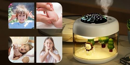 NAWILŻACZ POWIETRZA LAMPKA NOCNA Z PROJEKTOREM GWIAZD TYGRYSEK DLA na Arena.pl