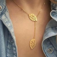 Naszyjnik listki Przekładaniec Przestrzenne Złoty Wisiorek Łańcuszek liść