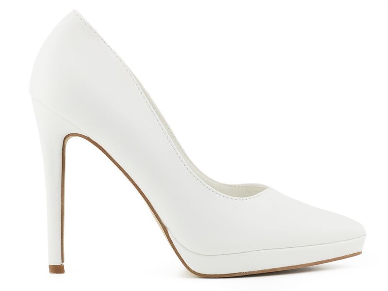 Białe szpilki na platformie eko skóra 39 zdjęcie 1