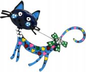 Broszka Kot Kotek serca kolorowe z cyrkoniami pin  F108_Niebieski