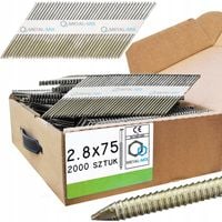 GWOŹDZIE PIERŚCIENIOWE NA PAPIERZE 34° DO GWOŹDZIARKI 75mm 2,8x75