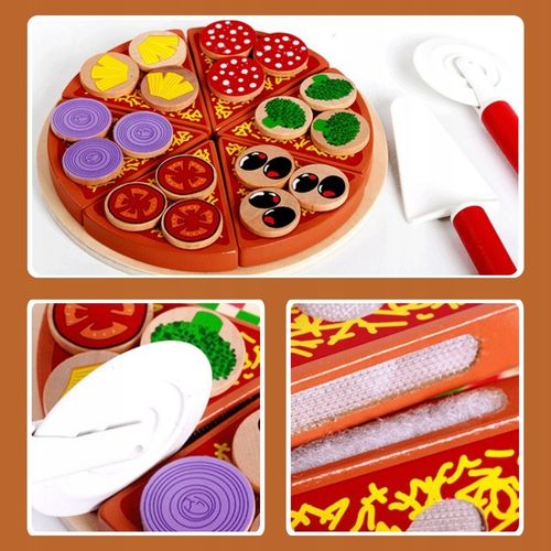 DREWNIANA PIZZA DO KROJENIA UKŁADANKA NA RZEP RZEPY AKCESORIA NÓŻ na Arena.pl