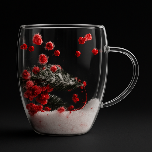 szklanka termiczna z kwiatami w środku, akcenty świąteczne na Arena.pl