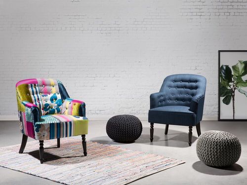 Fotel patchwork niebieski MANDAL na Arena.pl